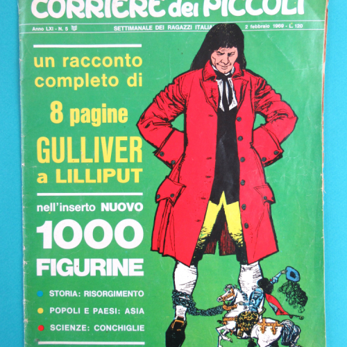 La revue BD "Corriere dei Piccoli" offrait une planche en 4 ième couverture (1969).